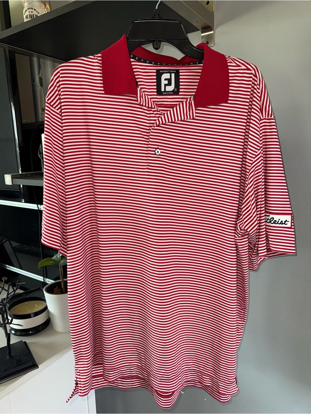 FootJoy Red & White Striped Golf Polo